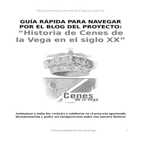 Guia rapida sobre el Blog del Proyecto Historia de Cenes de la Vega en el sig...