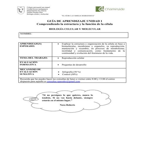 guia reproduccion celular  en losseres vivos