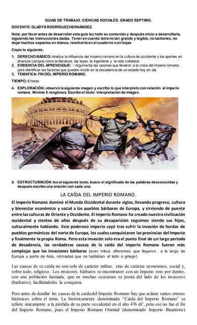 Hojas De Trabajo Sobre La Caída De Roma Roma Y La Caida Del Imperio
