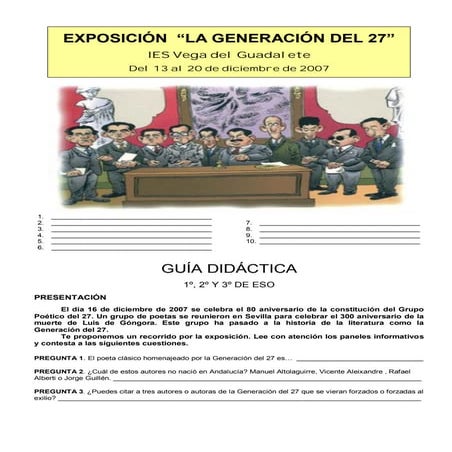 Guias didácticas exposición La Generación del .27(secundariay bachillerato)