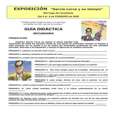 Guias didácticas exposición "García Lorca y su tiempo" (secundariay bachiller...