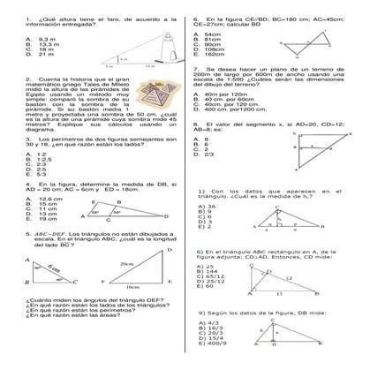 Guia semejanza, thales y euclides