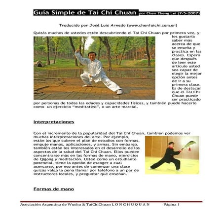 Guia simple para la practica del tai chi chuan | DOC