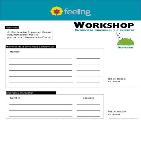 Guias para la entrevista individual y expertos, Feeling