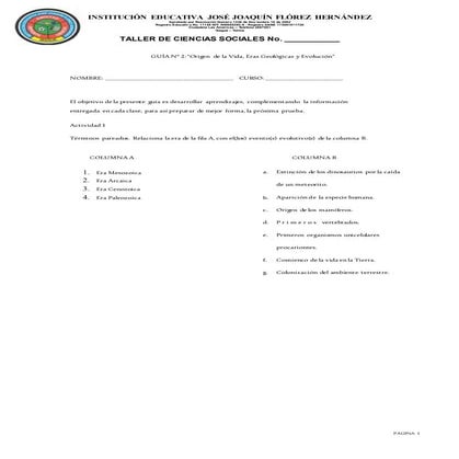 Guia taller origen de la vida