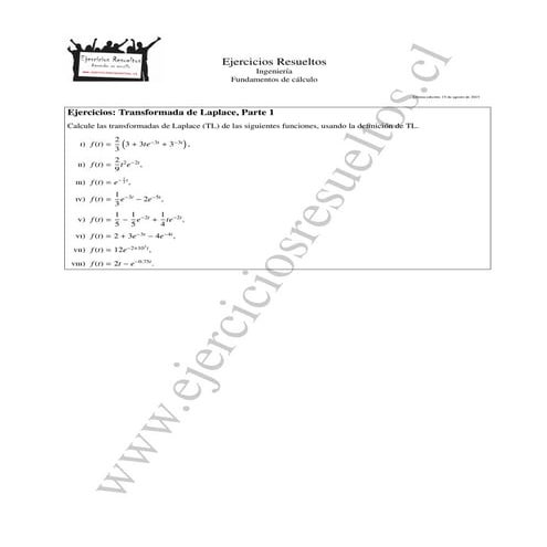 Ejercicios sobre Transformada de Laplace | PDF