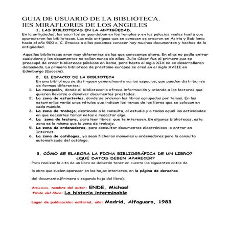 Guia usuario de la Biblioteca del IES MIraflores con actividades