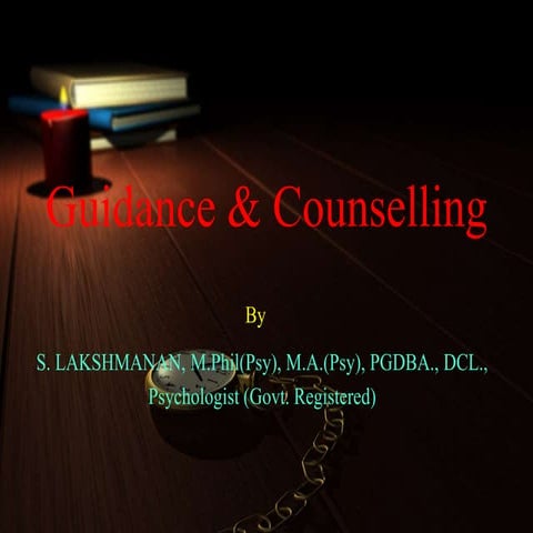Guidance and Counselling by S.Lakshmanan Psychologist