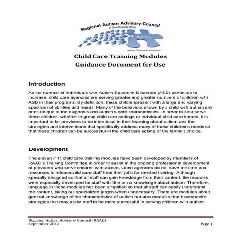 Guidance document for use 