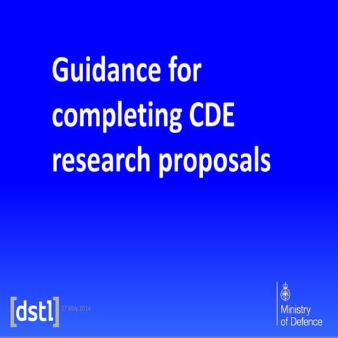 22 May 2014: CDE Guidance for completing cde research proposals