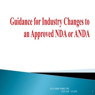 Guidance for industry changes to an approved nda or anda