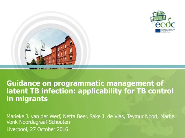 Guidance on programmatic management of latent TB infection: applicability for...