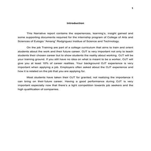 Introduction for Narrative Report at Guidance and Counseling Services