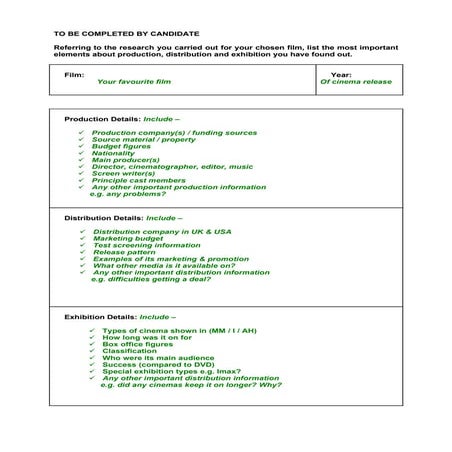 Guidance on completing industry form