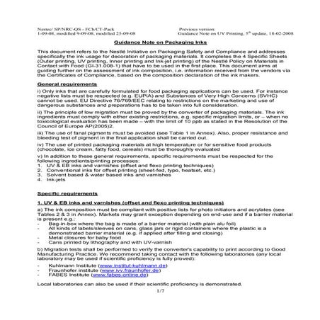 Guidance Uv Ink 2009