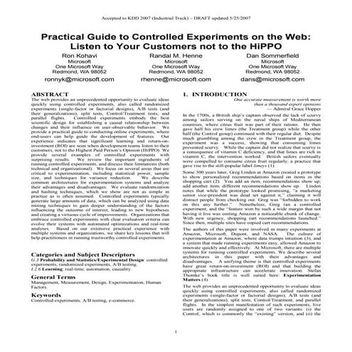 Guide Controlled Experiments