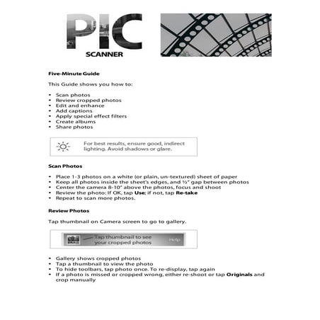 5 Minute Guide (English) Pic Scanner | PDF