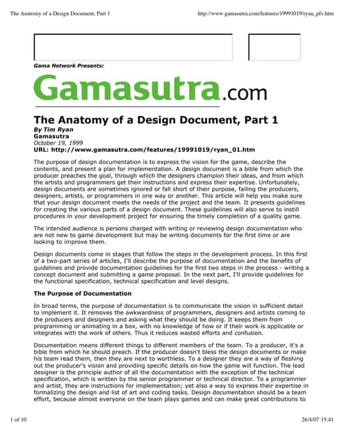 Guide to creation of game concept document