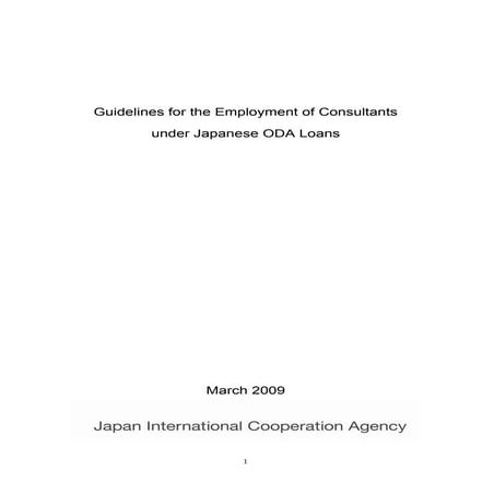 Guidelines for the Employment of Consultants under Japanese ODA Loans | PDF