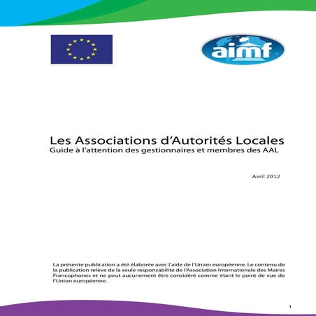 Les Associations d'Autorités Locales - Guide à l'attention des gestionnaires ...
