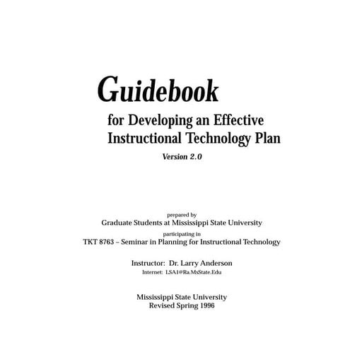 Guidebook on technology planning