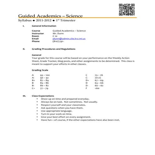 Guided Academics Science Syllabus