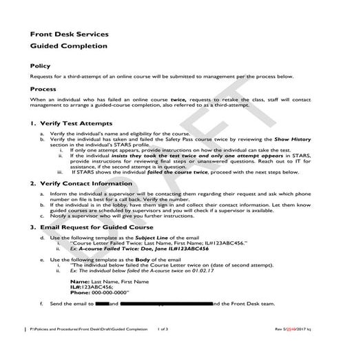 Bacc act appointment checklist | DOC