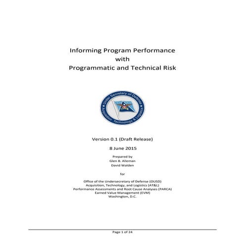 Informing Program Performance with Programmatic and Technical Risk