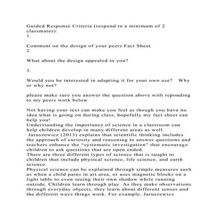 Guided Response Criteria (respond to a minimum of 2 classmates) 1.docx