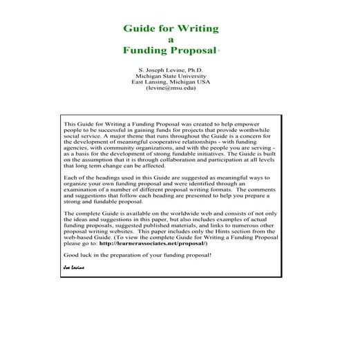 Guide for writing funding proposal