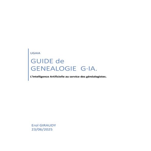 Guide G·IA-GENEALOGIE et Artificielle Intelligence Version 0.1