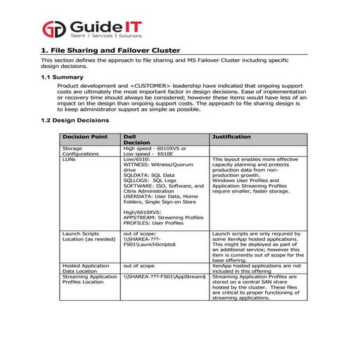 GuideIT Delivery Design - File Shares