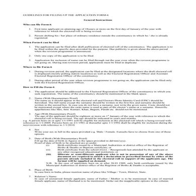 Official Guidelines for Voter Registration (Form 6)