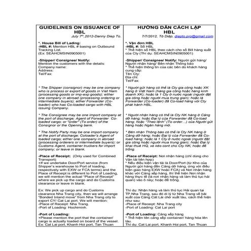 Guideline on issuance HBL (ENG-VNM)