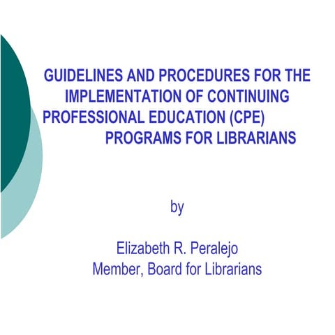 Guidelines for CPE for Librarians