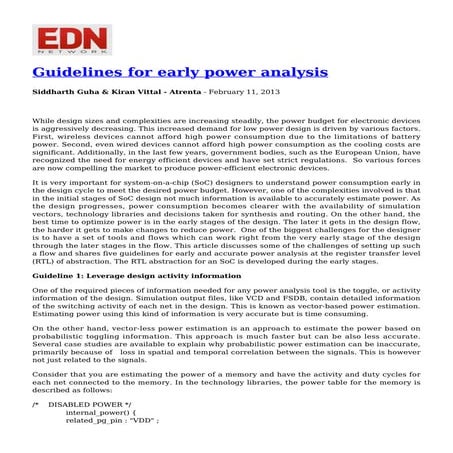 Guidelines for-early-power-analysis