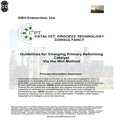 Guidelines for Charging Primary Reforming Catalyst via Wet Method
