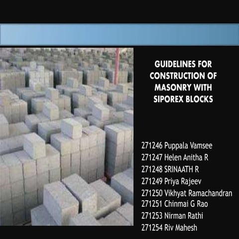 Guidelines for construction of masonry with siporex