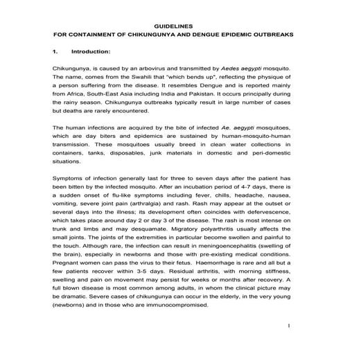 Guidelines for containment of dengue fever and chikungunya epidemics