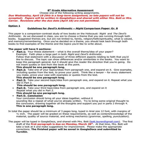 Guidelines for Holocaust Paper