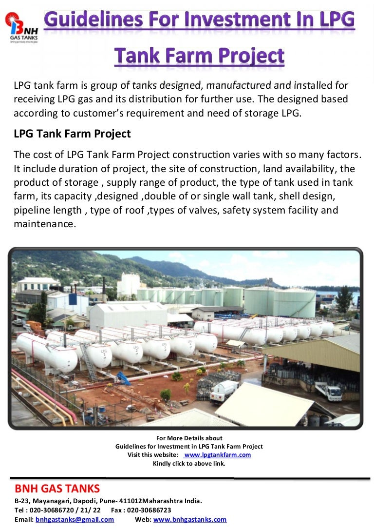 Guidelines for investemt in lpg tank farm project