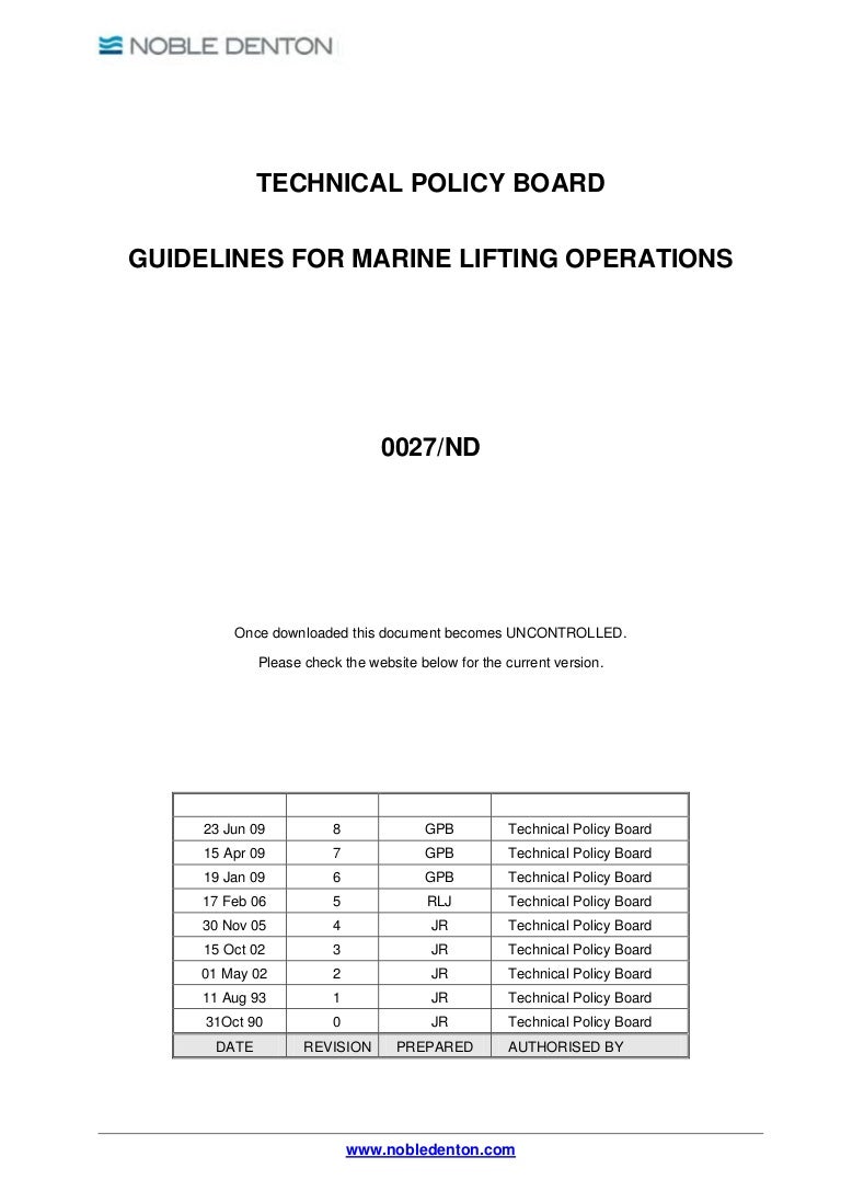 Guidelines for marine lifting operations