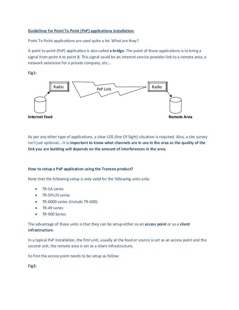 Guidelines For Point To Point