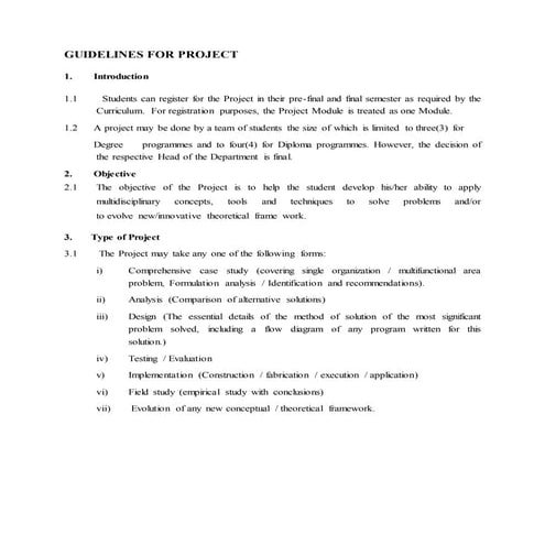 Guidelines for project | PDF