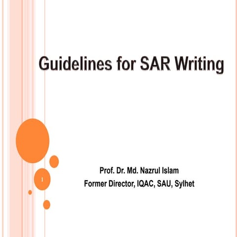 Guidelines for SAR Writing