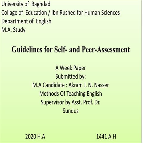 Guidelines for self  and peer-assessment
