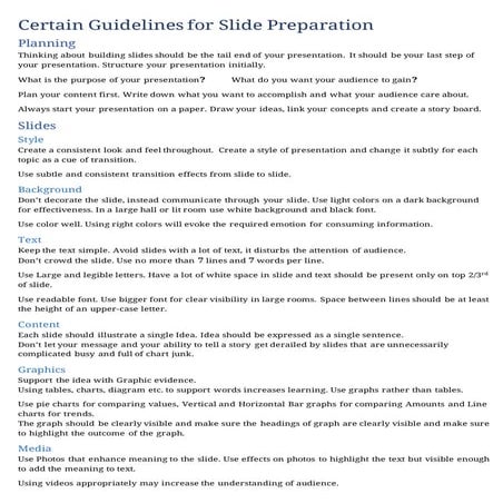 Guidelines for slide preparation