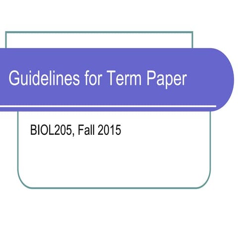 Guidelines for term paper