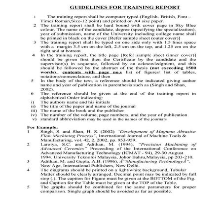 Guidelines for training