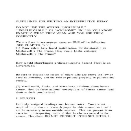 Guidelines for writing an interpretive essaydo not use the w